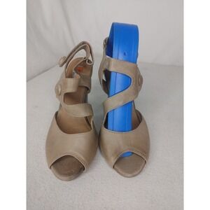 Miz MOOZ SAPPHIRE sling back heels womens 7.5M shoes TAN leather open toe straps